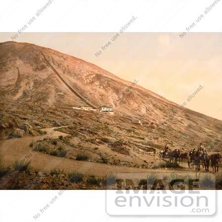 #14223 Picture of Horse Drawn Carriages, Dirt Road and Railray Station at Mt Vesuvius by JVPD