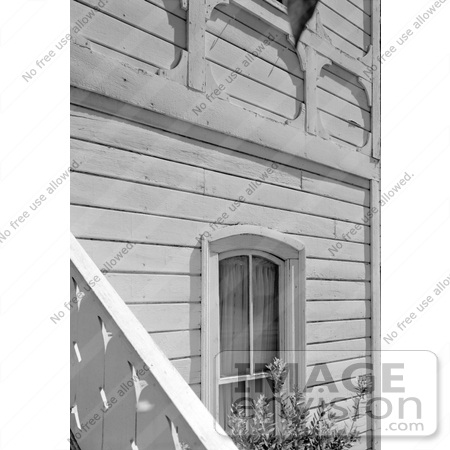#14284 Picture of the Window and Stair Railing, Presbyterian Church, Jacksonville, Oregon by JVPD