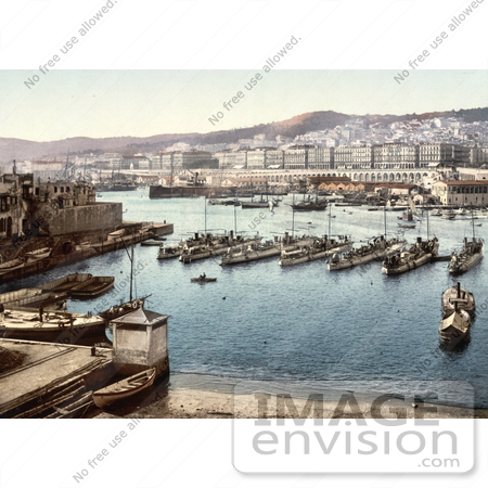 #14351 Picture of Boats in the Harbor, Algiers, Algeria by JVPD