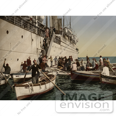 #14362 Picture of Passengers Boarding Off of a Ship, Algeria by JVPD