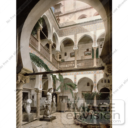 #14363 Picture of a Courtyard With Trees, Statues and Fountains, Algiers, Algeria by JVPD
