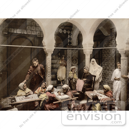 #14371 Picture of Women and Children at an Embroidery School, Algeria by JVPD