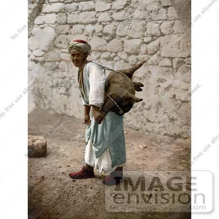 #14390 Picture of a Man Carrying an Animal Carcass on His Back, Jerusalem by JVPD