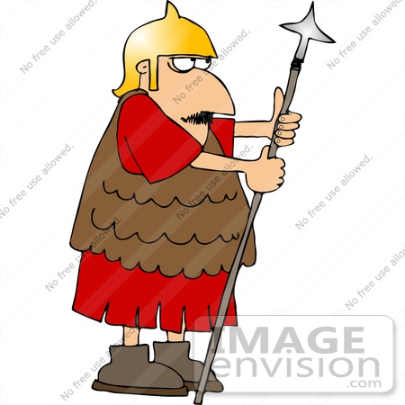 #14430 Scared Roman Soldier With a Spear Clipart by DJArt