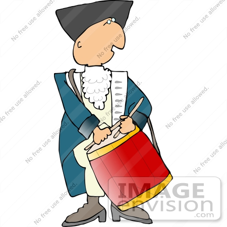 #14433 Revolutionary War Soldier Man Drumming Clipart by DJArt
