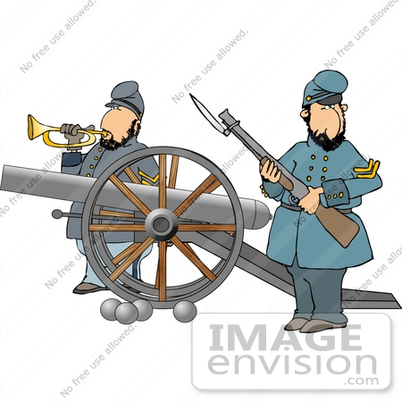 #14438 Two Civil War Soldiers With a Canon Clipart by DJArt