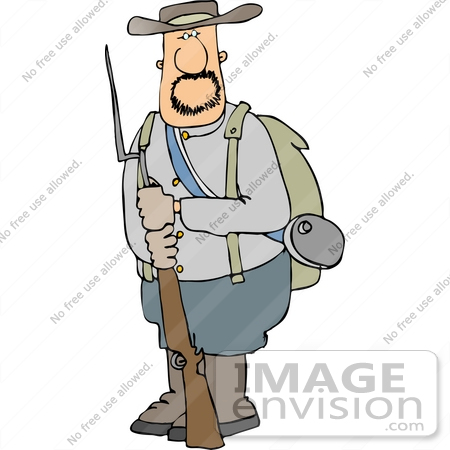 #14439 Confederate Soldier Holding a Socket Bayonet Rifle Clipart by DJArt