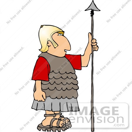 #14446 Roman Soldier in Golden Helmet, Holding a Spear Clipart by DJArt