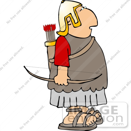 #14451 Archer Roman Soldier With a Bow and Arrow Clipart by DJArt