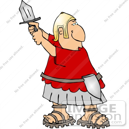 #14454 Roman Solder Preparing to Strike With a Sword Clipart by DJArt