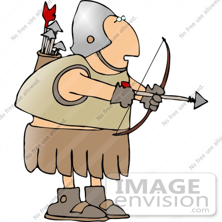 #14455 Archer Soldier With a Bow and Arrow Clipart by DJArt