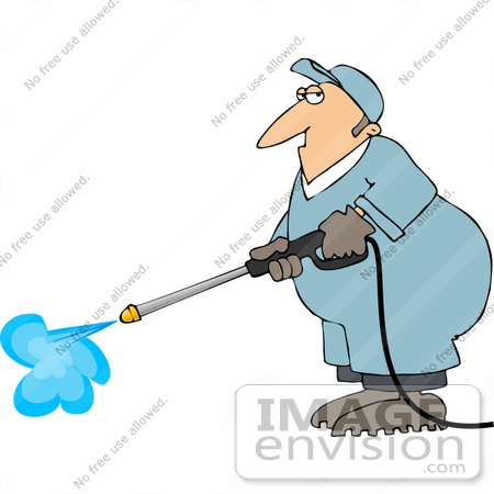 #14456 Middle Aged Caucasian Man Pressure Washing Clipart by DJArt