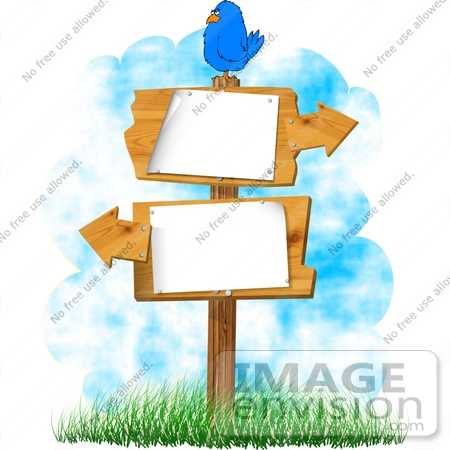 #14459 Bird on Blank Signs With Arrows Clipart by DJArt
