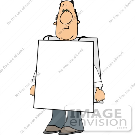 #14461 Middle Aged Caucasian Man Wearing a Blank Sign Clipart by DJArt