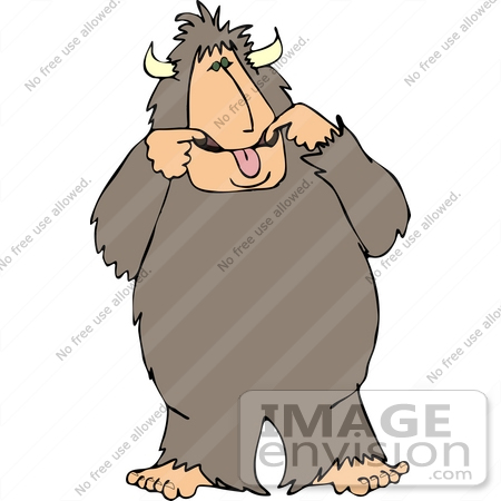 #14465 Bigfoot Sasquatch Sticking its Tongue Out Clipart by DJArt