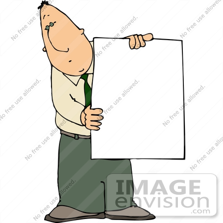 #14468 Caucasian Businessman Holding a Blank White Board Clipart by DJArt