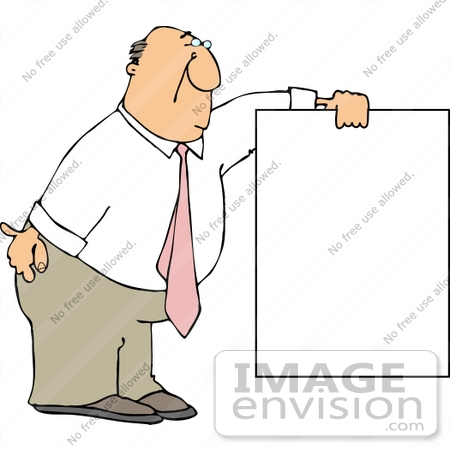 #14469 Middle Aged Caucasian Business Man Holding a Blank Sign Clipart by DJArt
