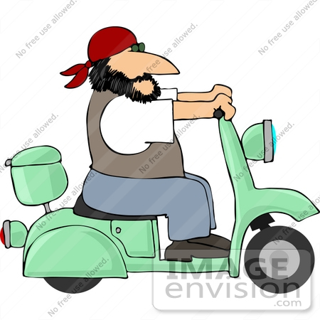 #14471 Biker Man Riding a Vespa Clipart by DJArt