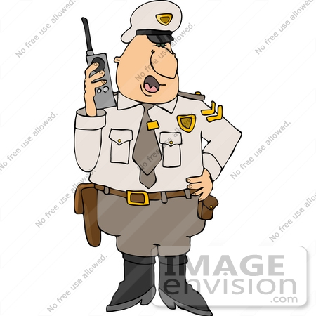 #14473 Copper, Policeman, Police Officer, Cop, Using a Walkie Talkie Clipart by DJArt