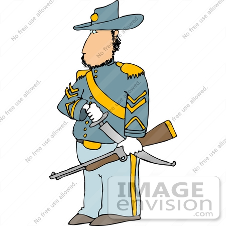 #14479 Civil War Calvary Officer Soldier With a Sword and Rifle Clipart by DJArt