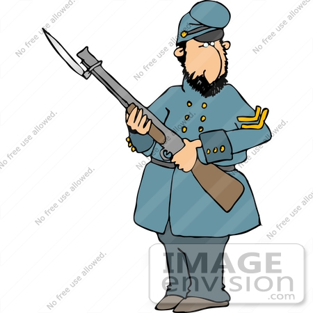 #14480 Soldier Holding a Bayonet Rifle Clipart by DJArt