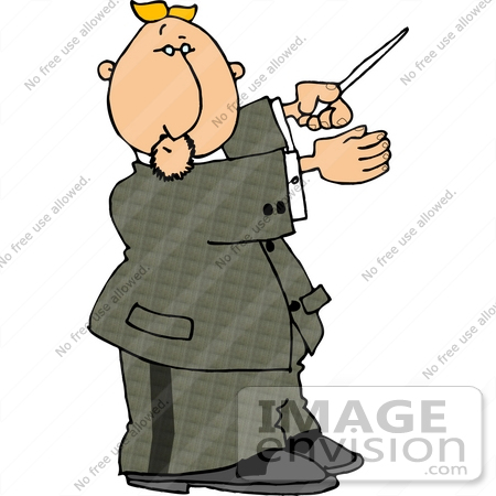 #14490 Middle Aged Caucasian Conductor Man Holding a Conducting Baton Clipart by DJArt