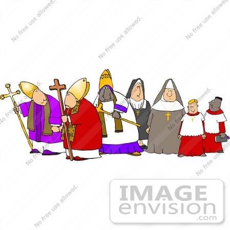 #14491 Catholic Bishops, Nuns and Altar Boys Clipart by DJArt