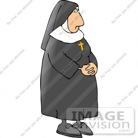 #14493 Nun Wearing a Cross Necklace Clipart by DJArt