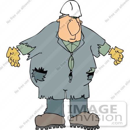 #14503 Middle Aged Caucasian Man in Beat up Coveralls Clipart by DJArt