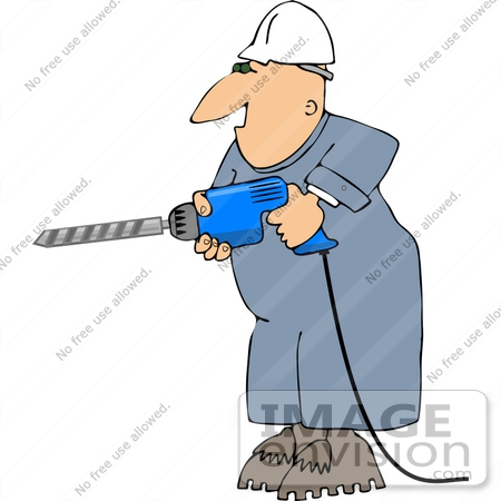 #14504 Middle Aged Caucasian Man Holding a Power Drill Clipart by DJArt