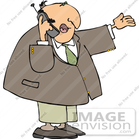 #14516 Middle Aged Caucasian Business Man Talking on a Cell Phone Clipart by DJArt
