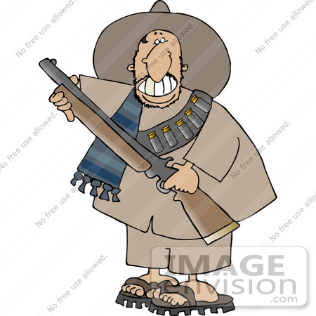 #14524 Mexican Bandito With a Rifle Clipart by DJArt