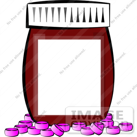 #14530 Pills in Front of a Pill Bottle With a Blank Label Clipart by DJArt