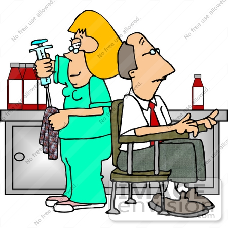 #14531 Phlebotomist Taking Blood From a Man Clipart by DJArt
