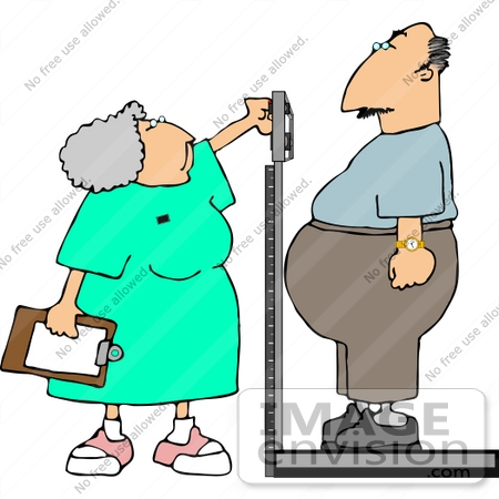 #14532 Nurse Weiging an Overweight Man in a Doctors Office Clipart by DJArt