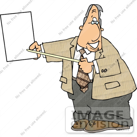 #14534 Man Pointing to a Blank Sign Clipart by DJArt