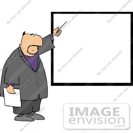 #14536 Middle Aged Caucasian Man Pointing to a Blank Board Clipart by DJArt