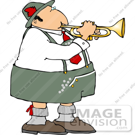 #14542 Male German Trumpet Player Clipart by DJArt