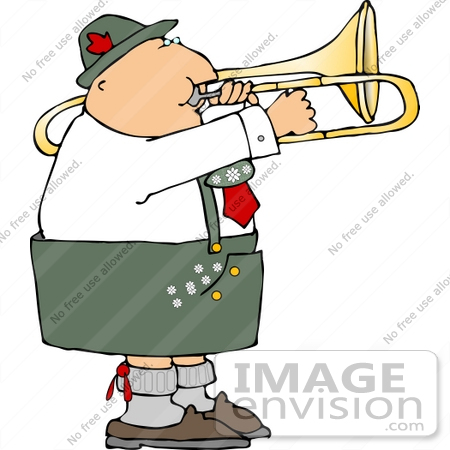 #14544 Male German Trombone Player in Uniform Clipart by DJArt