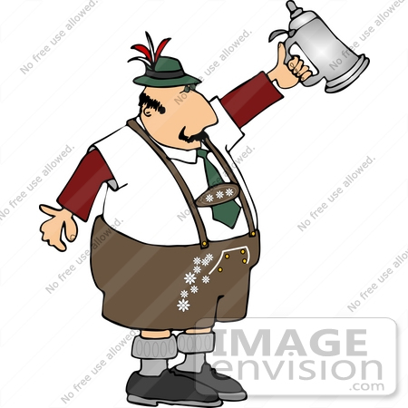 #14545 German Man Holding a Beer Stein Clipart by DJArt