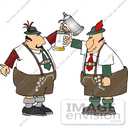 #14549 German Men Holding Beer Steins Clipart by DJArt