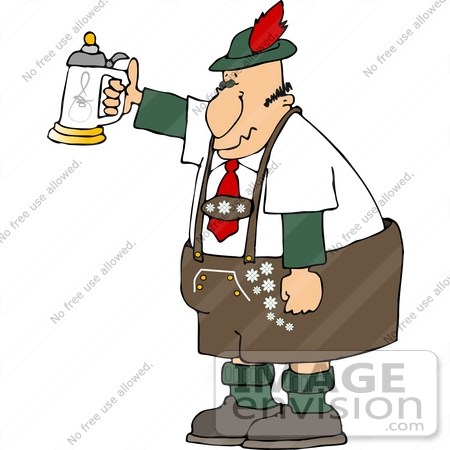 #14551 German Man Holding up a Beer Stein Clipart by DJArt