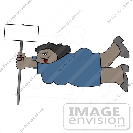 #14554 African American Woman Holding Onto a Pole in a Storm Clipart by DJArt