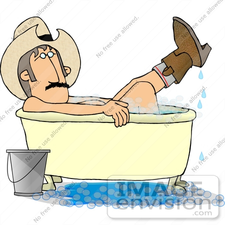#14560 You Might Be a Redneck If... You Are a Cowboy Bathing With Your Boots On Clipart by DJArt