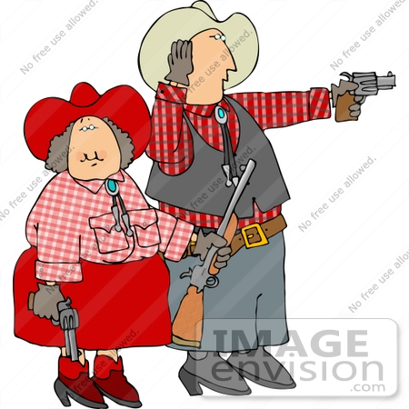 #14565 Western Cowboy and Cowgirl Couple Clipart by DJArt
