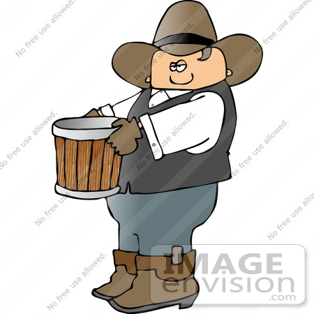 #14567 Cowboy Carrying an Empty Bushel Bucket Clipart by DJArt