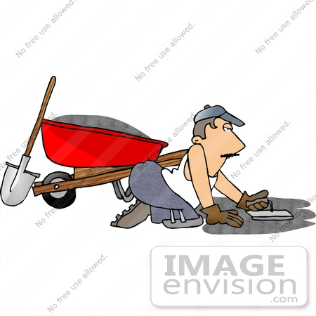 #14568 Middle Aged Caucasian Man Laying Cement Clipart by DJArt