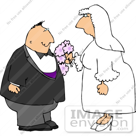#14572 Middle Aged Caucasian Couple Getting Married Clipart by DJArt