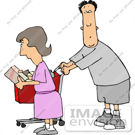#14575 Middle Aged Caucasian Couple Shopping Clipart by DJArt