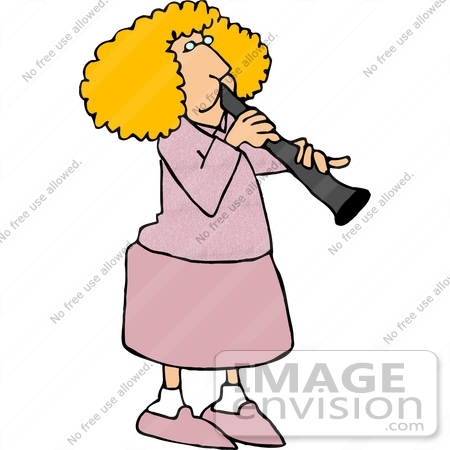 #14576 Blond Caucasian Woman Playing a Clarinet Clipart by DJArt